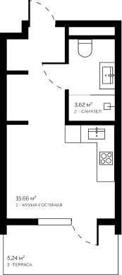 Однокомнатная квартира 24,52 м2