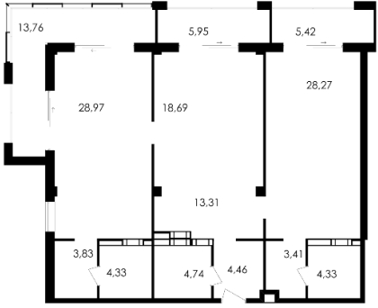 Квартира трёхкомнатная 143,2 м2