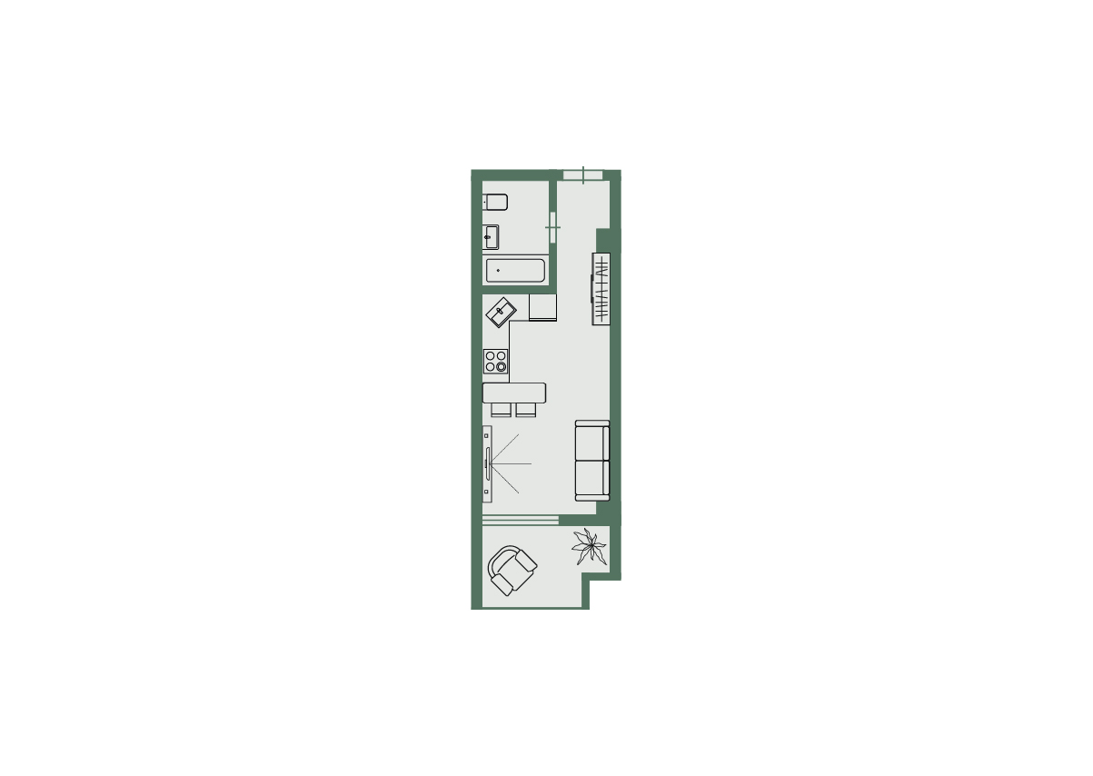 План квартиры Студия 28 м2